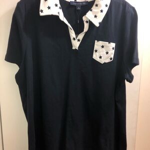 Tommy Hilfiger Black and White Polka Dot Polo Shirt